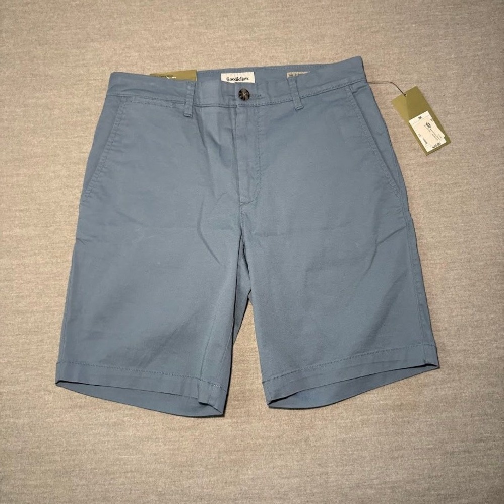 Goodfellow & Co Every Wear Blue Flat Front Shorts Mens 28 Slim Fit Stretch 9"